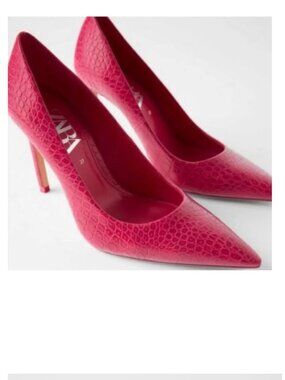 NWT ZARA FUCHSIA Snake Print PUMP Heel Sandal EU37 US 6.5